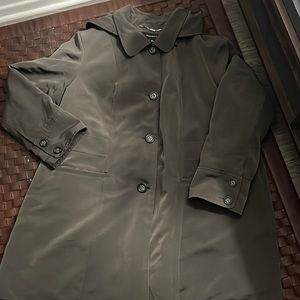 Jones New York Olive Green Hooded All Weather Coat w/ Button in Warmer Size 2X